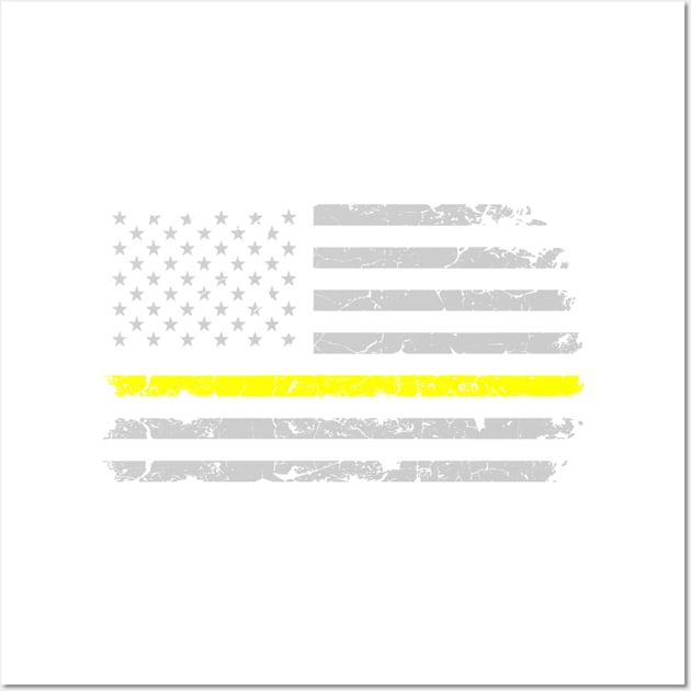 Thin Yellow Line Horizontal Flag 911 Dispatcher Operator Wall Art by merchlovers